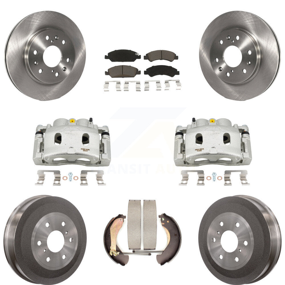 Front Rear Brake Caliper Rotors Drum Ceramic Pads Kit (8Pc) For Chevrolet Silverado 1500 KC8-100807C