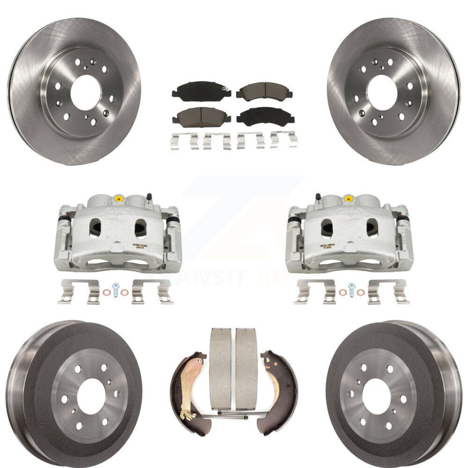 Front Rear Brake Caliper Rotors Drum Ceramic Pads Kit (8Pc) For Chevrolet Silverado 1500 KC8-100807C