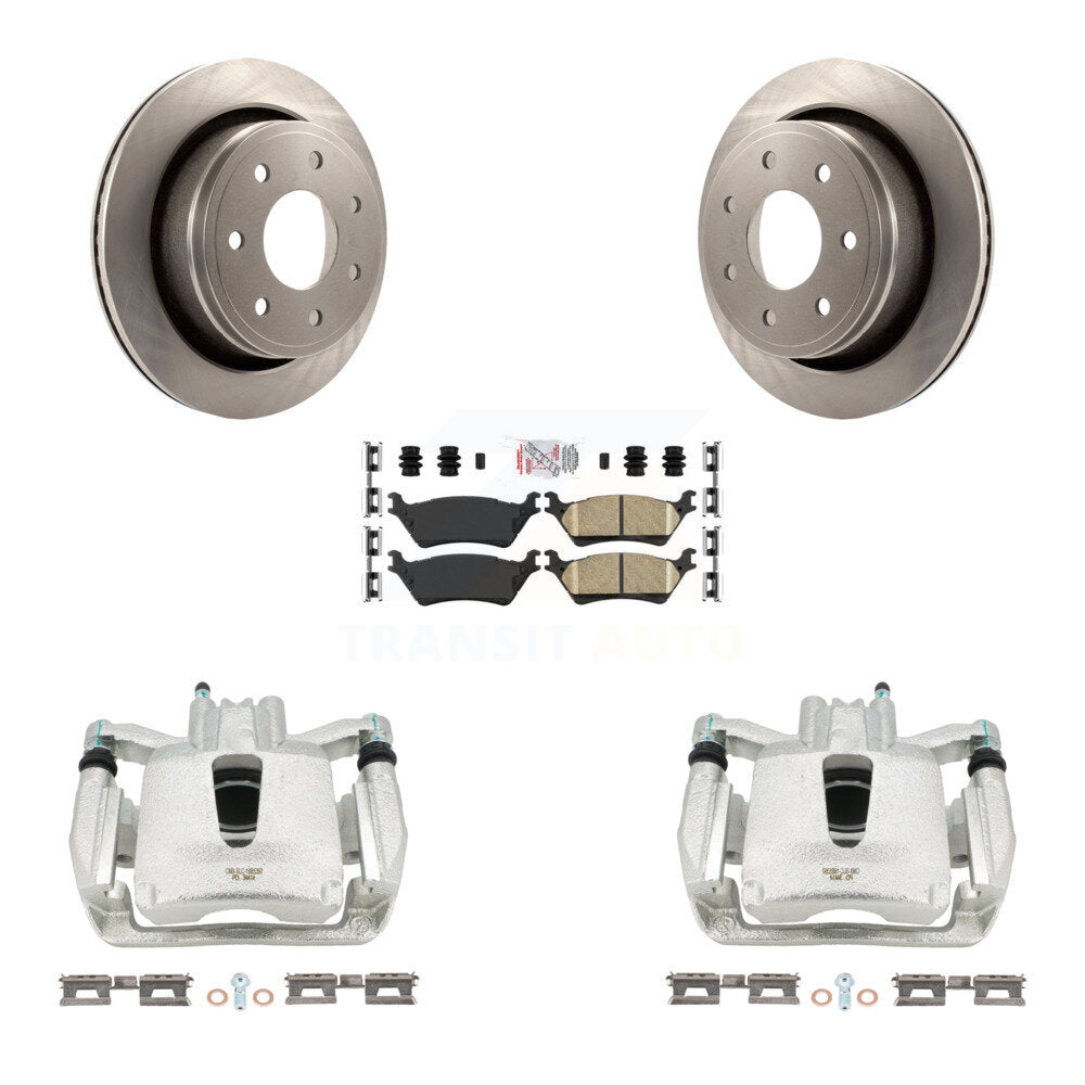 Rear Disc Brake Caliper Rotors And Ceramic Pads Kit For 2012-2014 Ford F-150 With 7 Lug Wheels KC8-100807N by Transit Auto