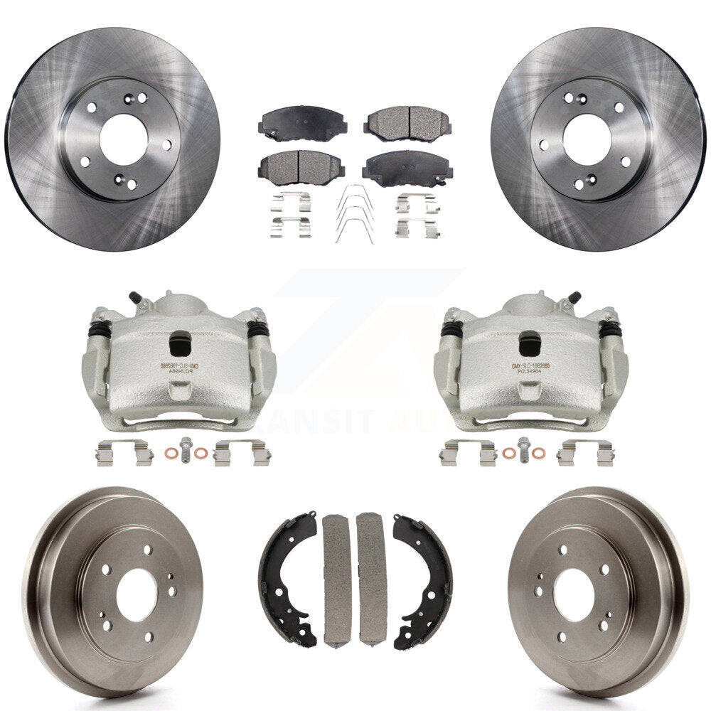 Front Rear Brake Caliper Rotors Drums Semi-Metallic Pads Kit (8Pc) For Honda Fit Accord KC8-100807P