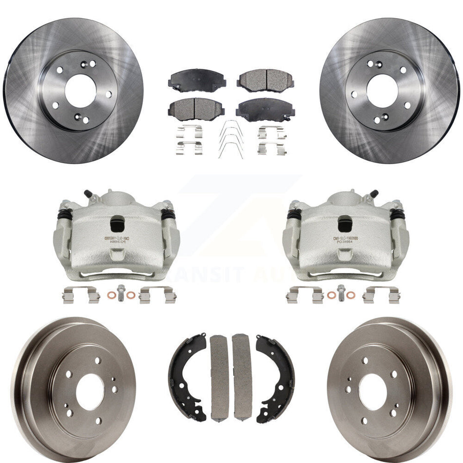 Front Rear Brake Caliper Rotors Drums Semi-Metallic Pads Kit (8Pc) For Honda Fit Accord KC8-100807P