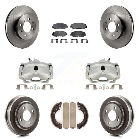 Front Rear Disc Brake Caliper Rotors Drums Semi-Metallic Pads Kit (8Pc) For Honda Civic Acura EL KC8-100808P by Transit Auto