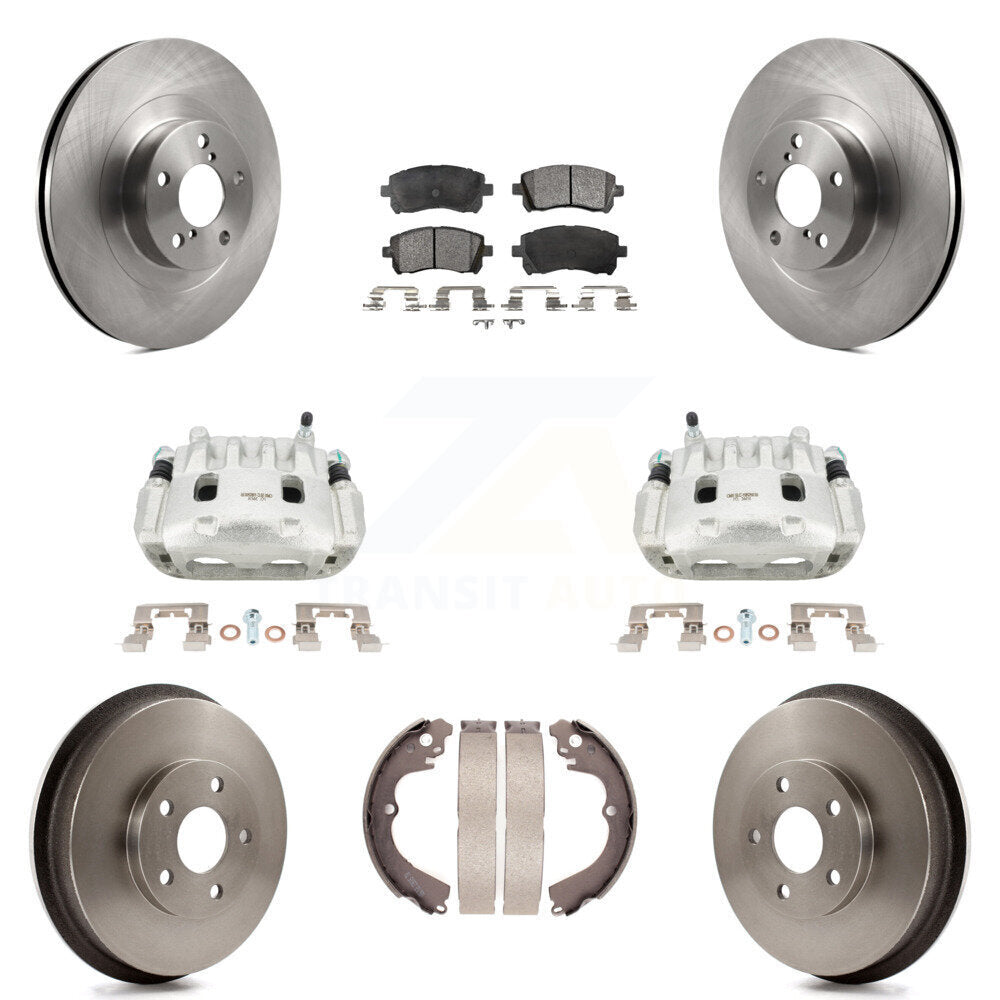 Front Rear Brake Caliper Rotor Drum Ceramic Pad Kit (8Pc) For 03 Subaru Impreza To 06 02 KC8-100808T