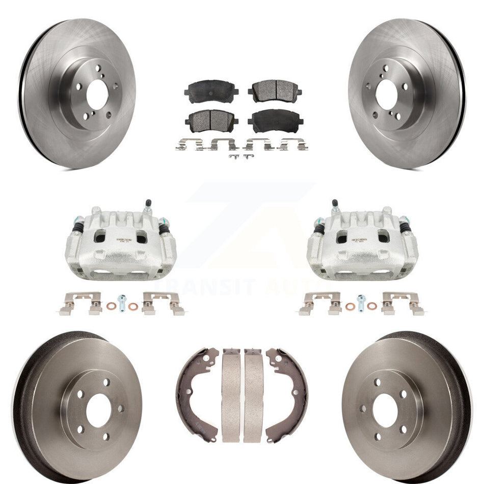 Front Rear Brake Caliper Rotor Drum Ceramic Pad Kit (8Pc) For 03 Subaru Impreza To 06 02 KC8-100808T