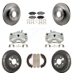 Front Rear Disc Brake Caliper Rotors Drums Ceramic Pads Kit (8Pc) For Honda Civic With 4 Lug Wheels KC8-100809T