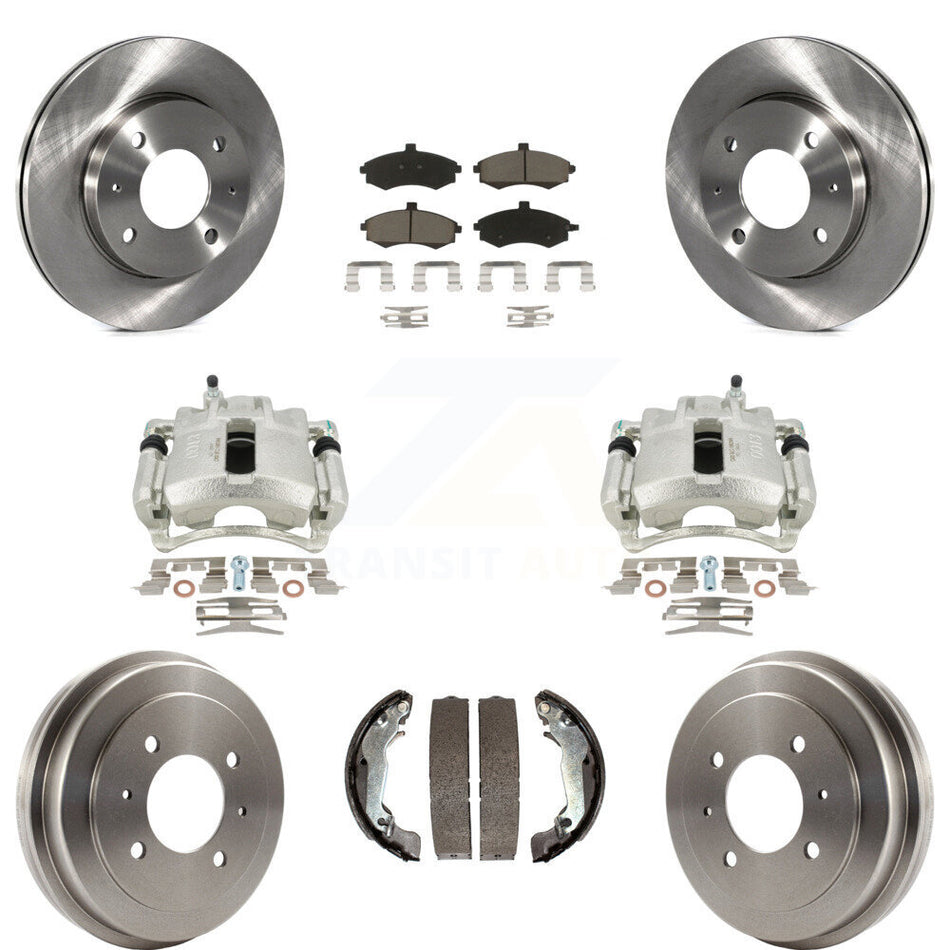 Front Rear Disc Brake Caliper Rotors Drums Ceramic Pads Kit (8Pc) For Hyundai Elantra Drum rear brakes KC8-100810C