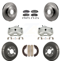 Front Rear Disc Brake Caliper Rotors Drums Ceramic Pads Kit (8Pc) For Honda Civic KC8-100810T