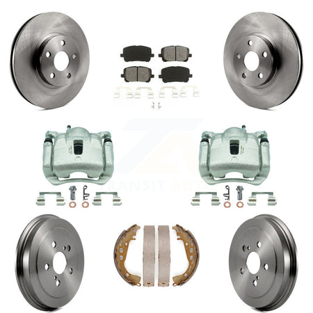Front Rear Disc Brake Caliper Rotors Drum Semi-Metallic Pad Kit (8Pc) For Toyota Corolla KC8-100811S