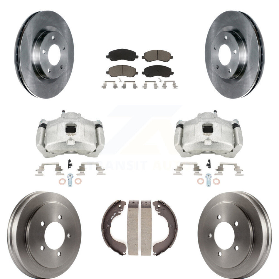 Front Rear Brake Caliper Rotor Drum Ceramic Pad Kit (8Pc) For Jeep Patriot Compass Dodge KC8-100812C