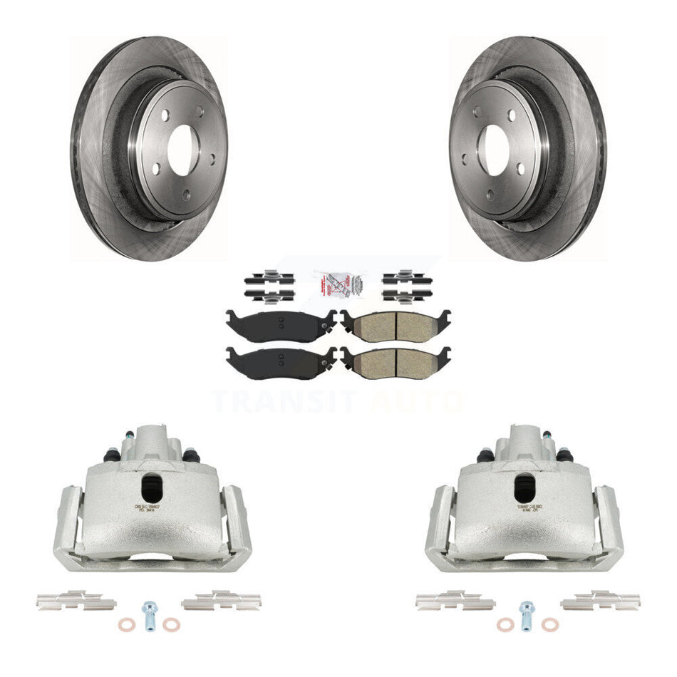 Rear Brake Caliper Rotors Semi-Metallic Pad Kit For Ram 1500 Classic Dodge Durango Aspen KC8-100812N