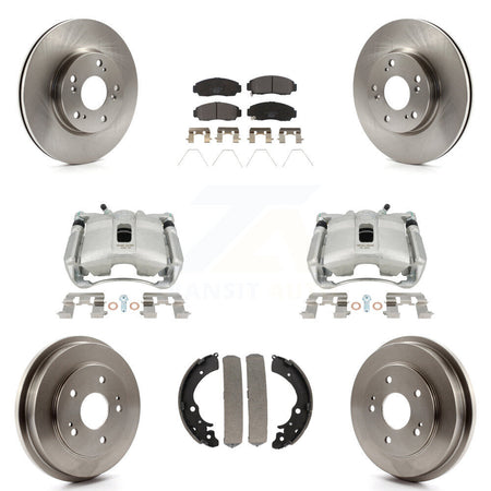 Front Rear Disc Brake Caliper Rotors Drums Ceramic Pads Kit (8Pc) For Honda Civic KC8-100812T by Transit Auto