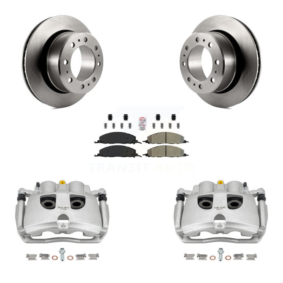 Rear Disc Brake Caliper Rotors And Semi-Metallic Pads Kit For Ram 2500 3500 Dodge KC8-100813N