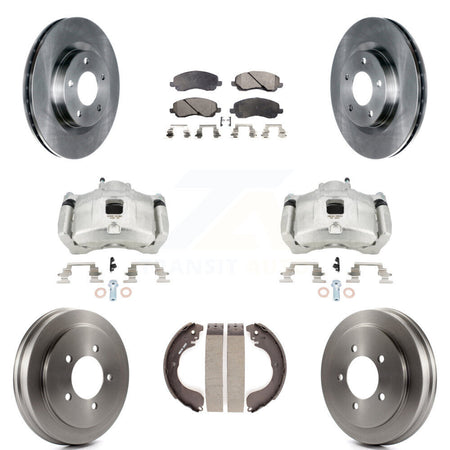 Front Rear Brake Caliper Rotor Drum Semi-Metallic Pad Kit (8Pc) For Jeep Patriot Compass KC8-100813P