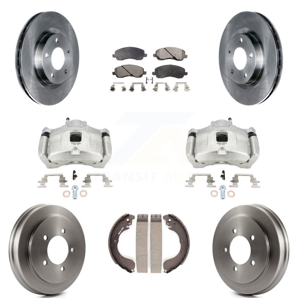 Front Rear Brake Caliper Rotor Drum Semi-Metallic Pad Kit (8Pc) For Jeep Patriot Compass KC8-100813P