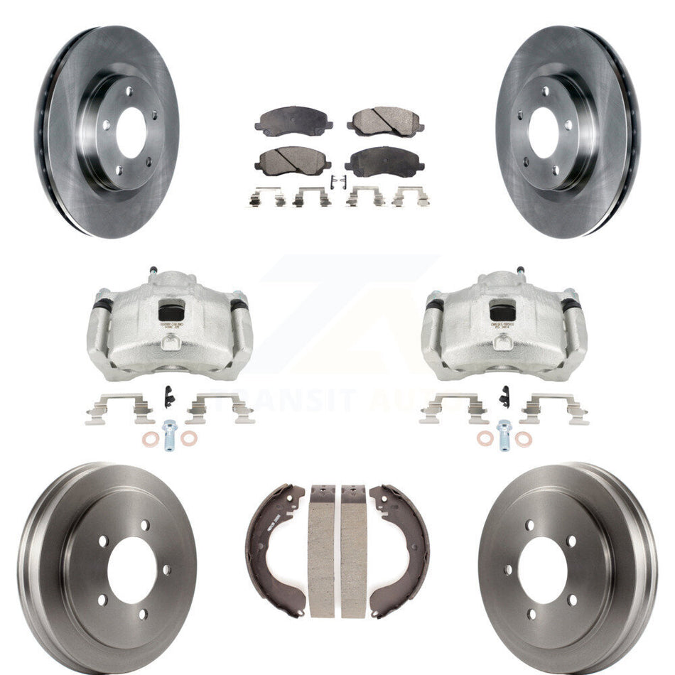 Front Rear Brake Caliper Rotor Drum Semi-Metallic Pad Kit (8Pc) For Jeep Patriot Compass KC8-100813P