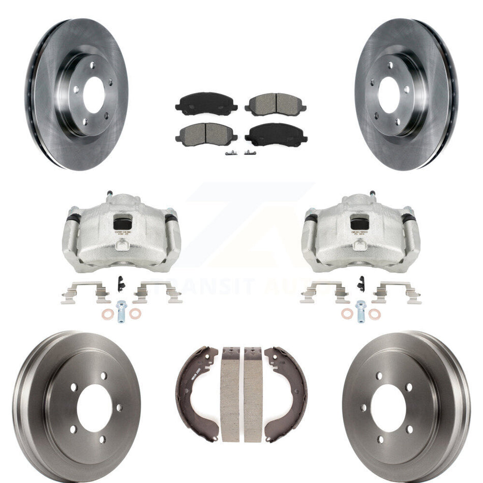 Front Rear Brake Caliper Rotor Drum Semi-Metallic Pad Kit (8Pc) For Jeep Patriot Compass KC8-100813S