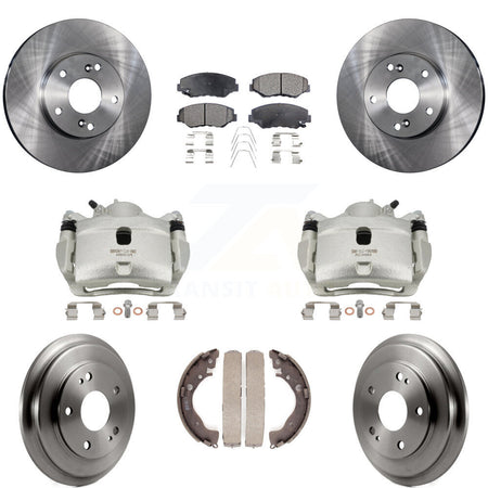 Front Rear Disc Brake Caliper Rotors Drums Ceramic Pads Kit (8Pc) For Honda Civic KC8-100813T
