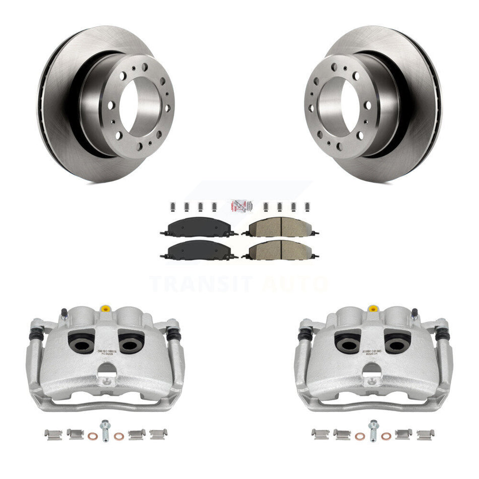 Rear Disc Brake Caliper Rotors And Semi-Metallic Pads Kit For Ram 2500 3500 Dodge KC8-100814N