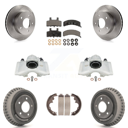 Front Rear Disc Brake Caliper Rotors Drums Semi-Metallic Pads Kit (8Pc) For 1990-2002 Chevrolet Astro GMC Safari AWD KC8-100815P by Transit Auto