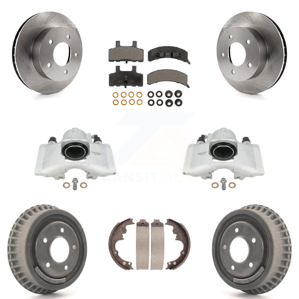 Front Rear Disc Brake Caliper Rotors Drums Semi-Metallic Pads Kit (8Pc) For 1990-2002 Chevrolet Astro GMC Safari AWD KC8-100815P