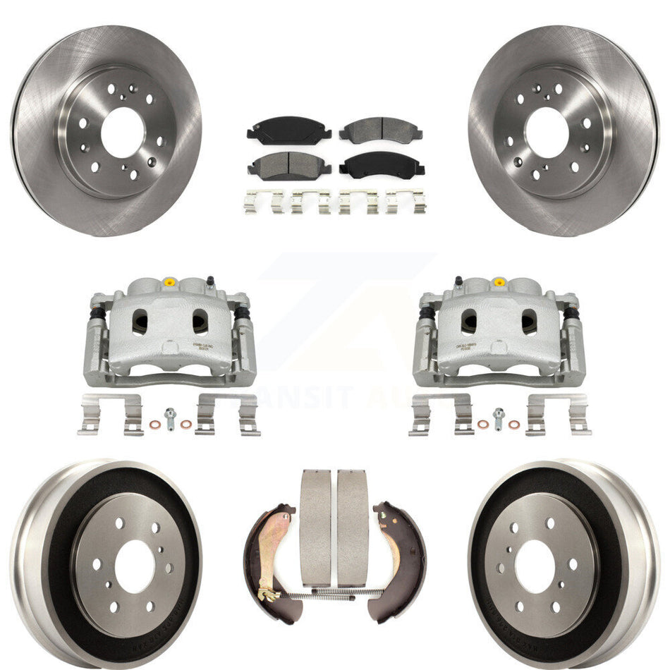 Front Rear Brake Caliper Rotors Drum Semi-Metallic Pads Kit (8Pc) For Chevrolet GMC 1500 KC8-100815S