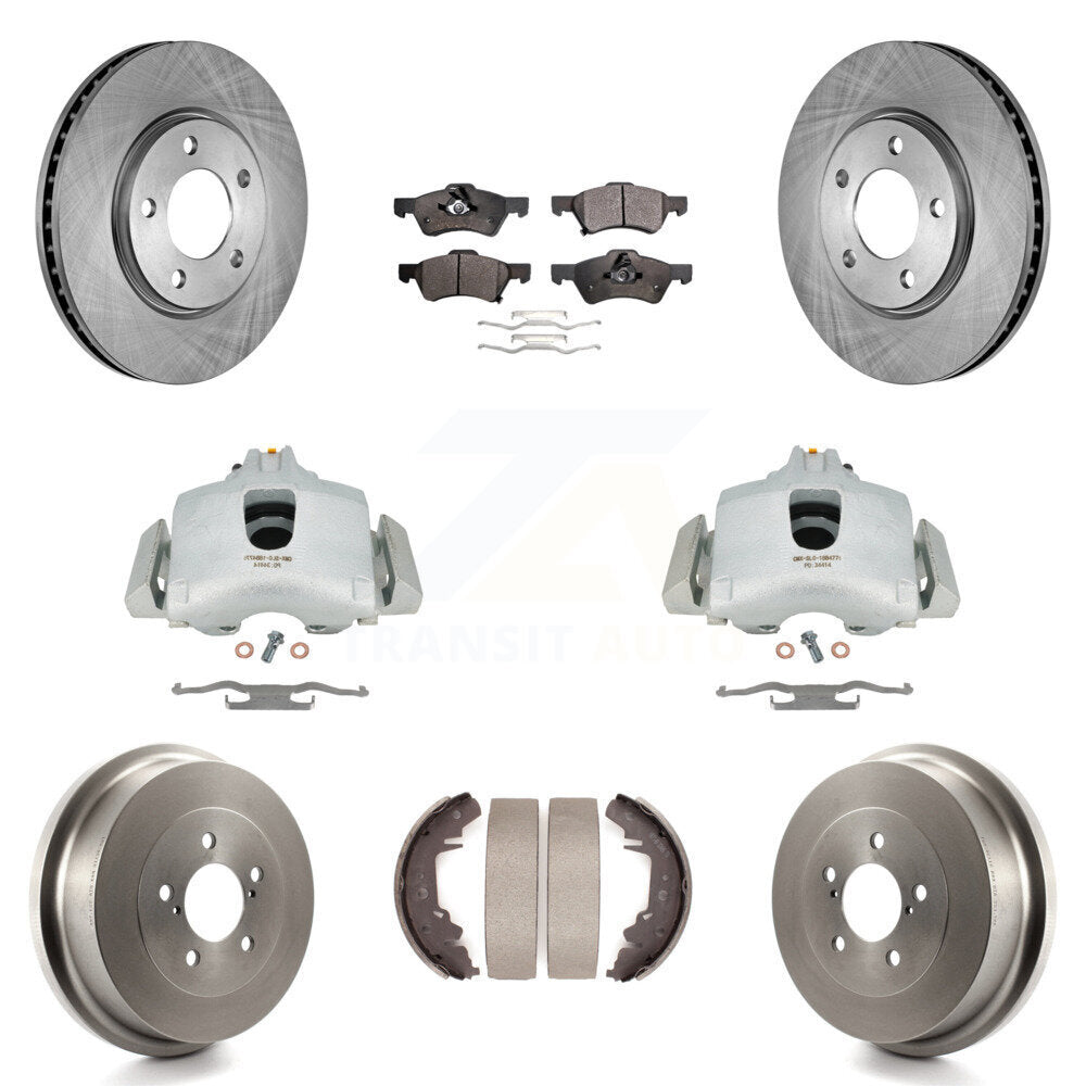 Front Rear Disc Brake Caliper Rotors Drums Semi-Metallic Pads Kit (8Pc) For Dodge Chrysler Town & Country Grand Caravan rear brakes KC8-100816P by Transit Auto