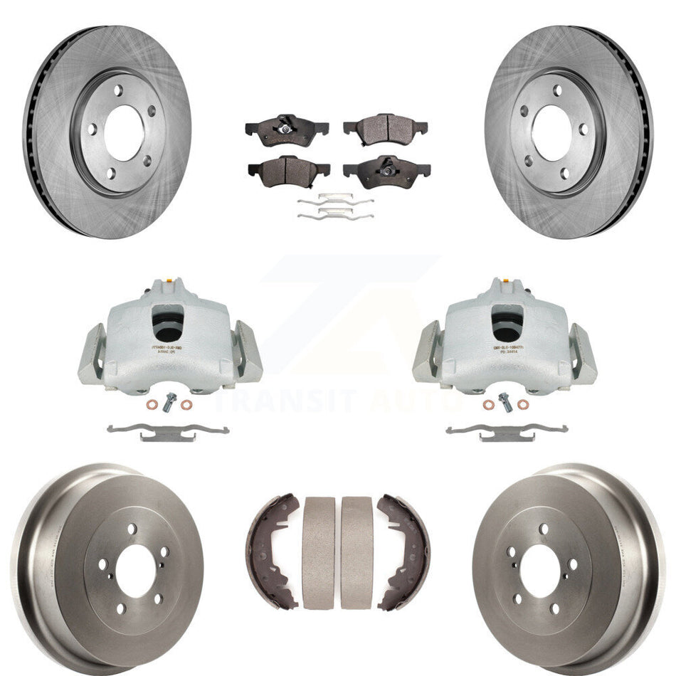 Front Rear Disc Brake Caliper Rotors Drums Semi-Metallic Pads Kit (8Pc) For Dodge Chrysler Town & Country Grand Caravan rear brakes KC8-100816P