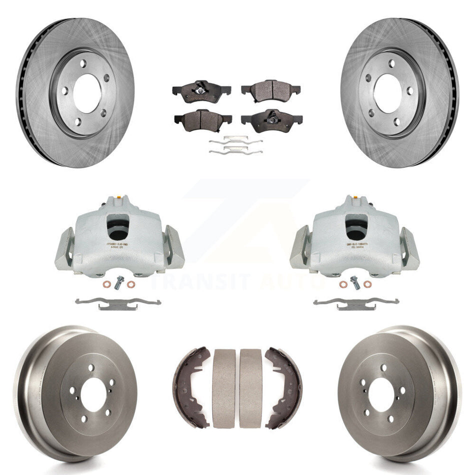 Front Rear Disc Brake Caliper Rotors Drums Ceramic Pads Kit (8Pc) For Dodge Chrysler Town & Country Grand Caravan rear brakes KC8-100816T