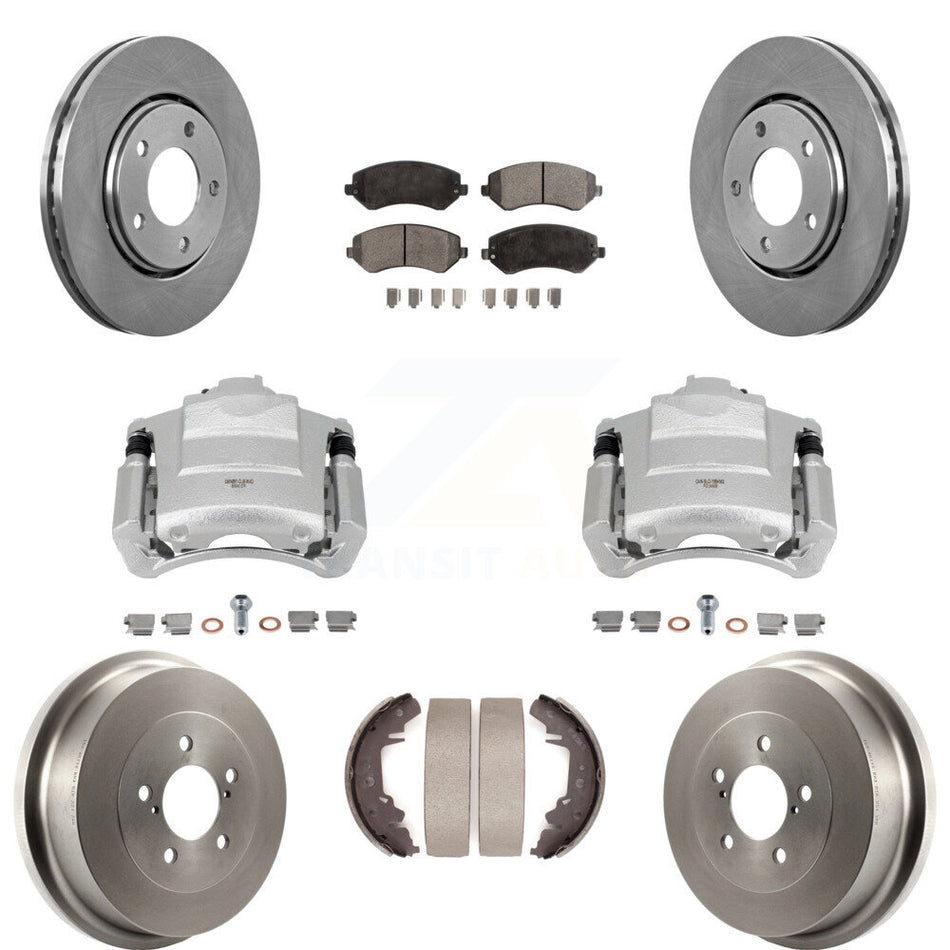 Front Rear Brake Caliper Rotors Drum Semi-Metallic Pad Kit (8Pc) For Dodge Caravan Grand KC8-100817P
