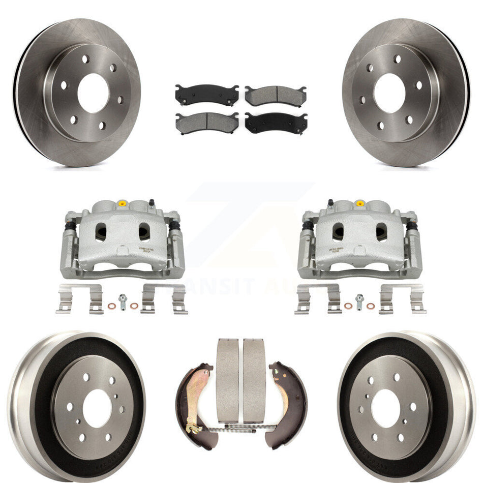 Front Rear Disc Brake Caliper Rotors Drums Semi-Metallic Pads Kit (8Pc) For KC8-100817S