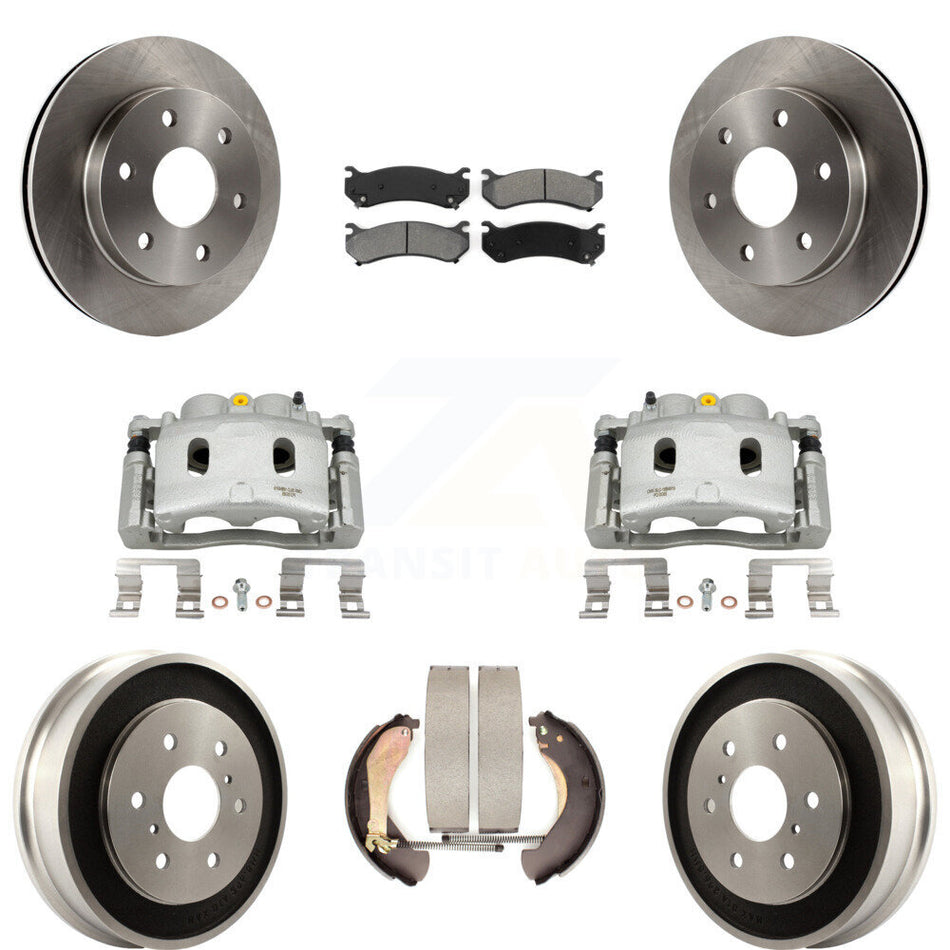 Front Rear Disc Brake Caliper Rotors Drums Semi-Metallic Pads Kit (8Pc) For KC8-100817S