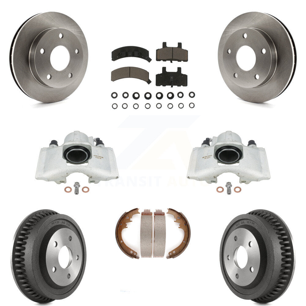 Front Rear Disc Brake Caliper Rotors Drums Ceramic Pads Kit (8Pc) For 1994-1999 Dodge Ram 1500 4WD KC8-100818C by Transit Auto