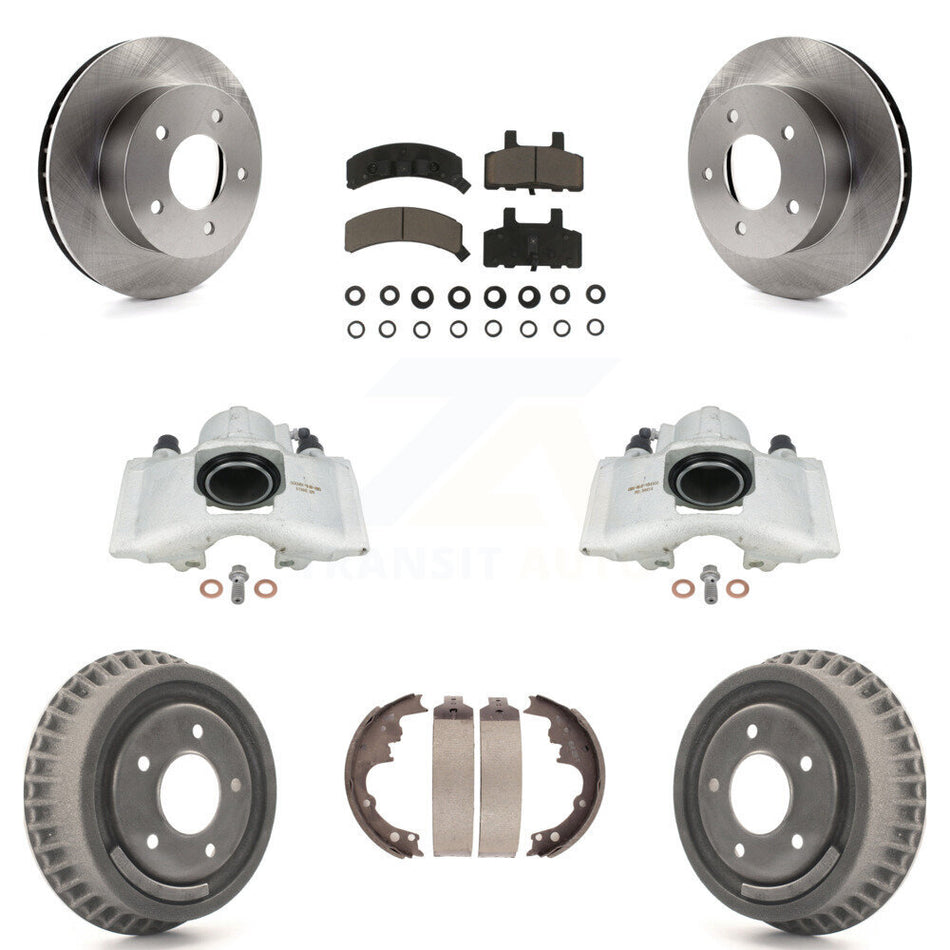 Front Rear Disc Brake Caliper Rotors Drums Ceramic Pads Kit (8Pc) For 1990-2002 Chevrolet Astro GMC Safari AWD KC8-100819C
