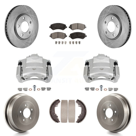 Front Rear Brake Caliper Rotors Drum Semi-Metallic Pad Kit (8Pc) For Dodge Grand Caravan KC8-100819P