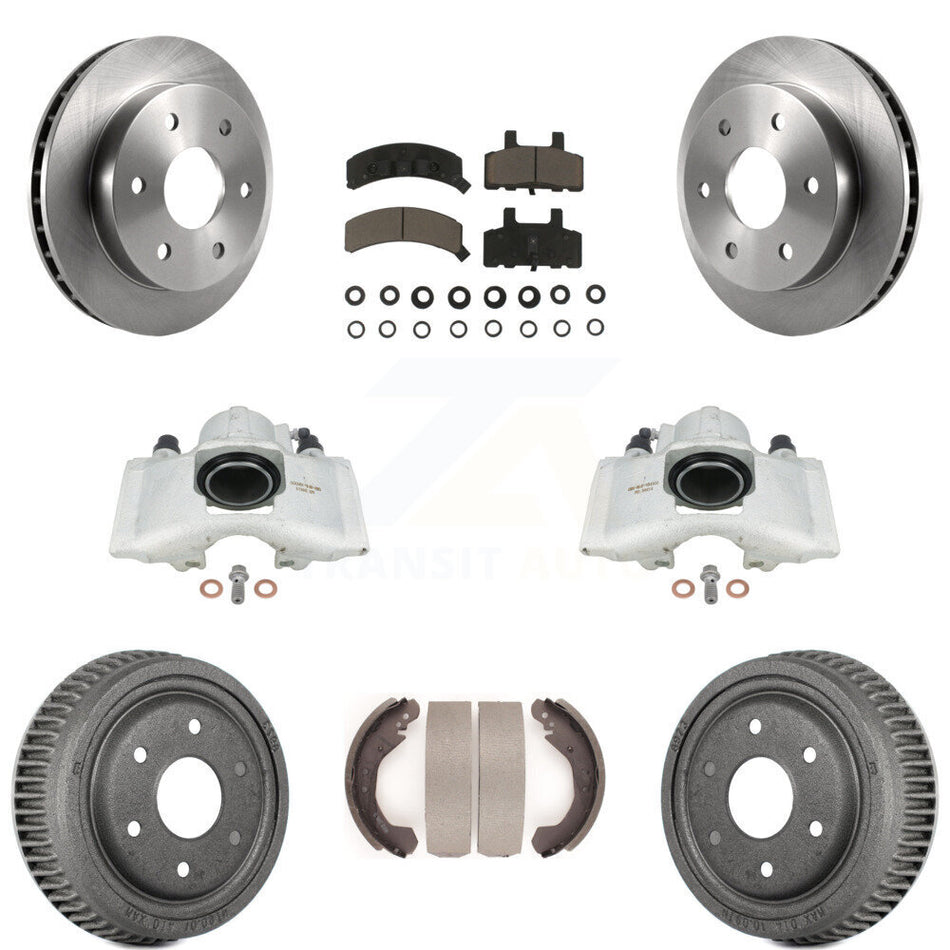 Front Rear Disc Brake Caliper Rotors Drums Ceramic Pads Kit (8Pc) For Chevrolet K1500 GMC Yukon Blazer KC8-100820C