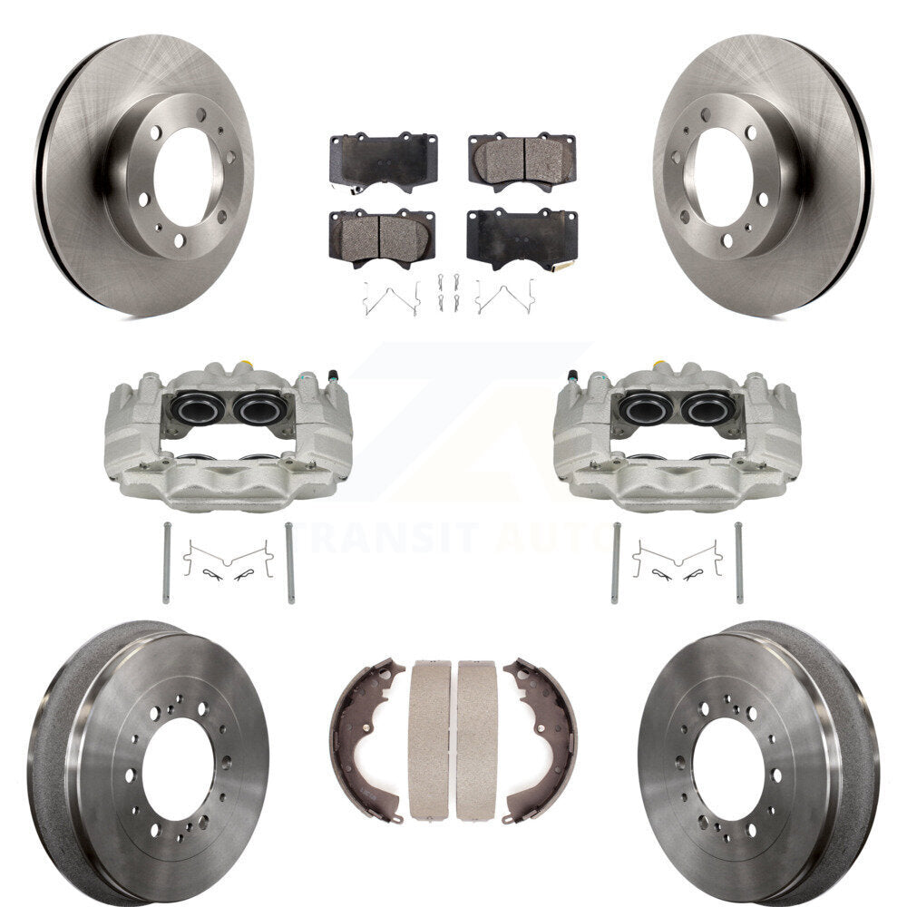 Front Rear Disc Brake Caliper Rotors Drum Semi-Metallic Pads Kit (8Pc) For Toyota Tacoma KC8-100825P