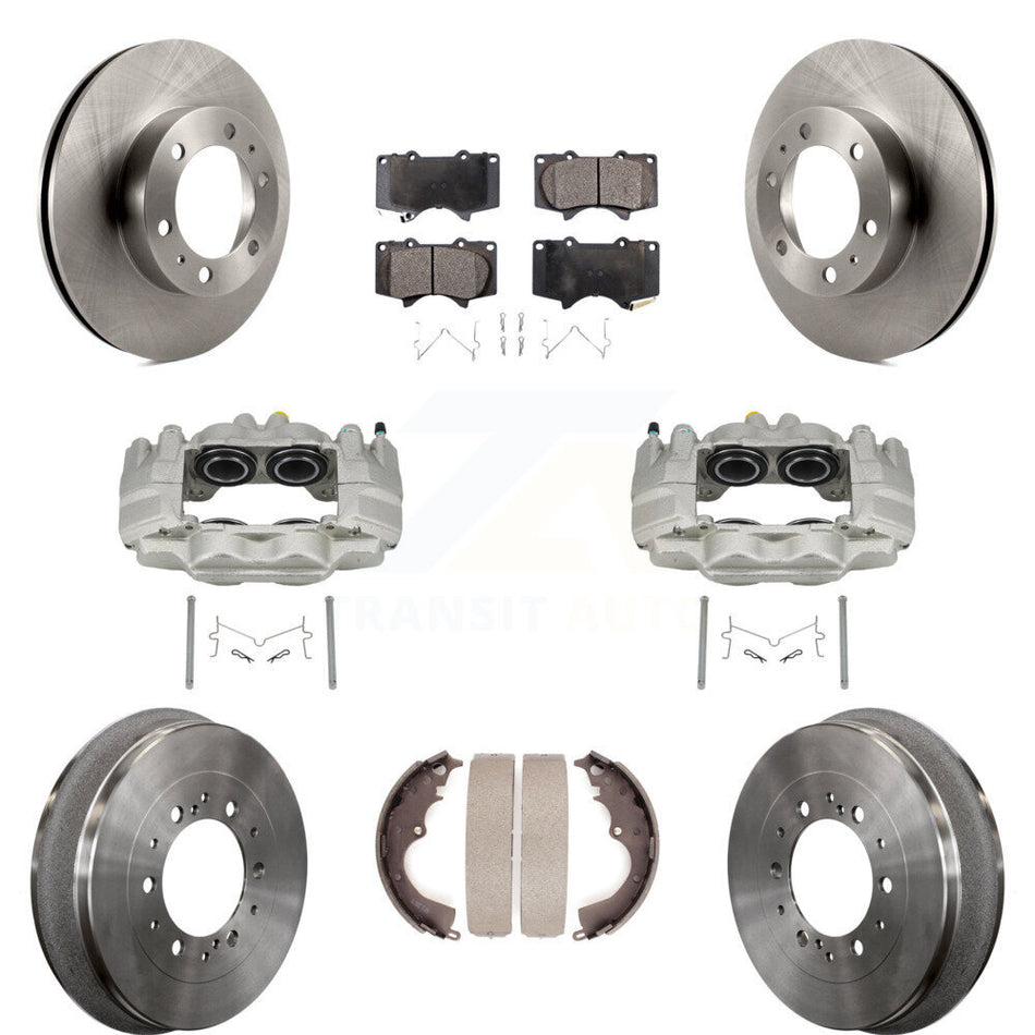 Front Rear Disc Brake Caliper Rotors Drum Semi-Metallic Pads Kit (8Pc) For Toyota Tacoma KC8-100825P