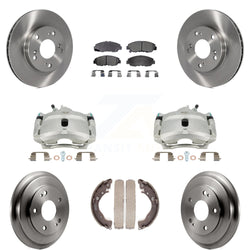 Front Rear Disc Brake Caliper Rotors Drums Semi-Metallic Pads Kit (8Pc) For Honda Civic KC8-100826P