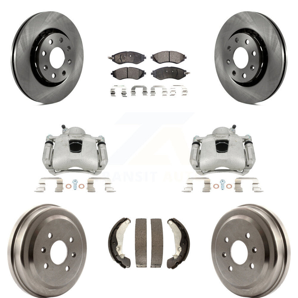Front Rear Disc Brake Caliper Rotors Drums Ceramic Pads Kit (8Pc) For Chevrolet Aveo Spark Aveo5 Pontiac G3 Suzuki Wave Wave5 Swift+ KC8-100826T