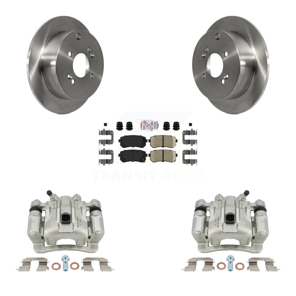 Rear Disc Brake Caliper Rotors And Ceramic Pads Kit For 2006-2007 Hyundai Accent Kia Rio Rio5 KC8-100829N by Transit Auto