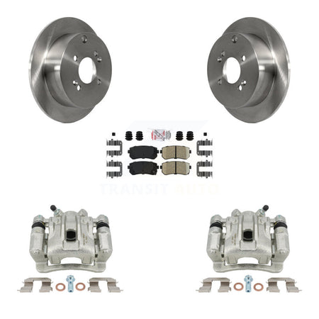 Rear Disc Brake Caliper Rotors And Ceramic Pads Kit For 2006-2007 Hyundai Accent Kia Rio Rio5 KC8-100829N by Transit Auto