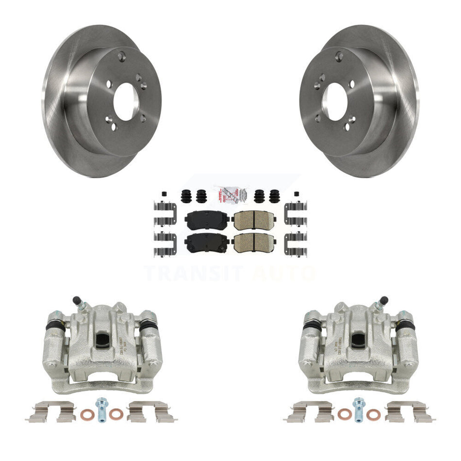 Rear Disc Brake Caliper Rotors And Ceramic Pads Kit For 2006-2007 Hyundai Accent Kia Rio Rio5 KC8-100829N