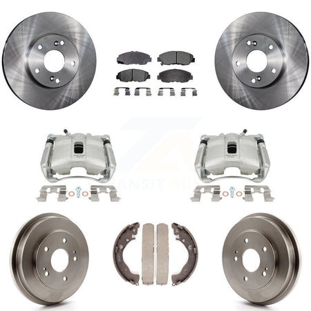 Front Rear Disc Brake Caliper Rotors Drums Semi-Metallic Pads Kit (8Pc) For 2011 Honda Civic GX with 1.8L KC8-100829P by Transit Auto