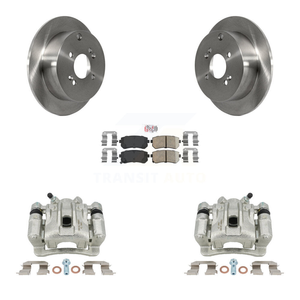 Rear Disc Brake Caliper Rotors And Ceramic Pads Kit For 2006-2007 Hyundai Accent Kia Rio Rio5 KC8-100830N by Transit Auto