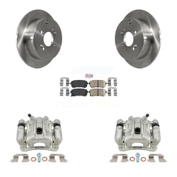 Rear Disc Brake Caliper Rotors And Ceramic Pads Kit For 2006-2007 Hyundai Accent Kia Rio Rio5 KC8-100830N
