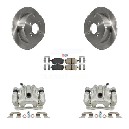 Rear Disc Brake Caliper Rotors And Ceramic Pads Kit For 2006-2007 Hyundai Accent Kia Rio Rio5 KC8-100830N by Transit Auto