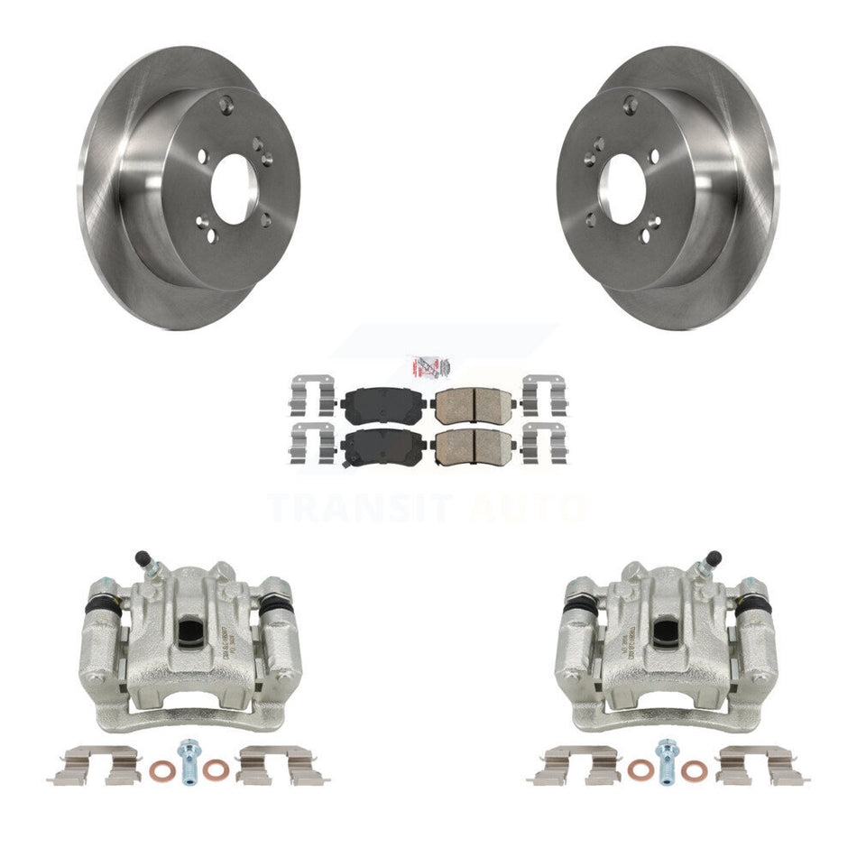 Rear Disc Brake Caliper Rotors And Ceramic Pads Kit For 2006-2007 Hyundai Accent Kia Rio Rio5 KC8-100830N by Transit Auto