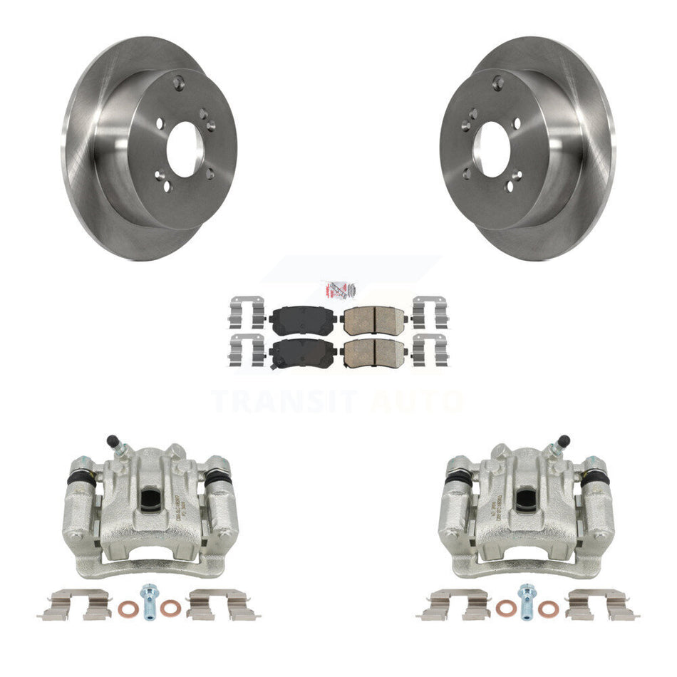 Rear Disc Brake Caliper Rotors And Ceramic Pads Kit For 2006-2007 Hyundai Accent Kia Rio Rio5 KC8-100830N