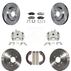 Front Rear Disc Brake Caliper Rotors Drums Semi-Metallic Pads Kit (8Pc) For Nissan Sentra KC8-100831P