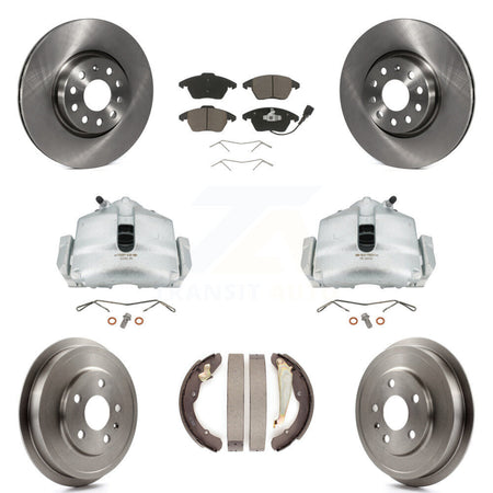 Front Rear Disc Brake Caliper Rotors Drums Ceramic Pads Kit (8Pc) For Volkswagen Jetta Beetle With 312mm Diameter Rotor KC8-100832C by Transit Auto